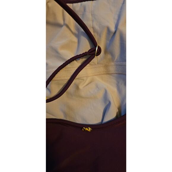 NWT Anthropologie PQ Joy Scoop-Neck One-Piece Swimsuit $154 LARGE Ariel Burgundy - Picture 7 of 7